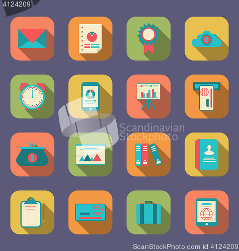 Image of Modern flat icons of web design objects, business, office and ma