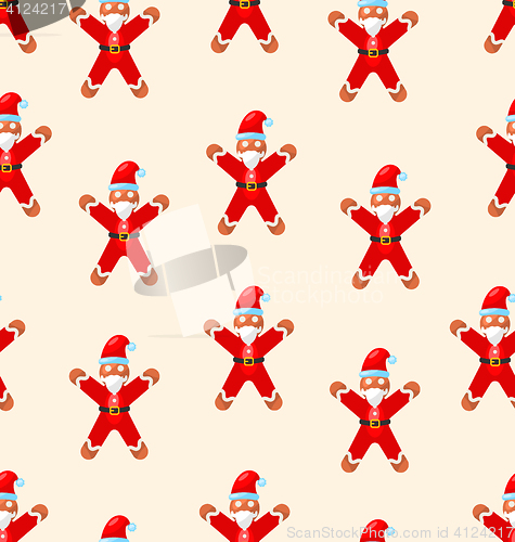 Image of Seamless Christmas pattern with red Santa