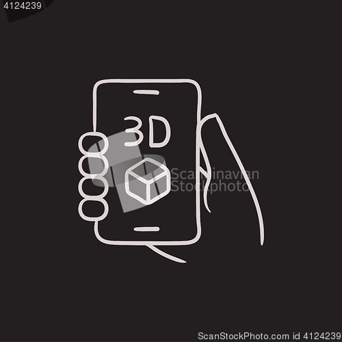 Image of Smartphone with three D box sketch icon.