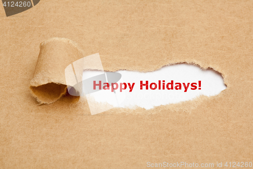 Image of Happy Holidays Torn Paper Concept