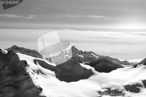 Image of Black and white winter snow mountains