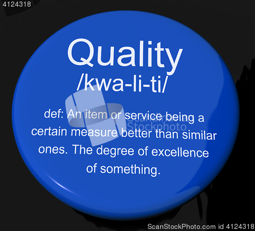 Image of Quality Definition Button Showing Excellent Superior Premium Pro