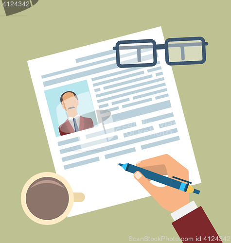 Image of Concept of Resume Writing, Flat Simple Icons