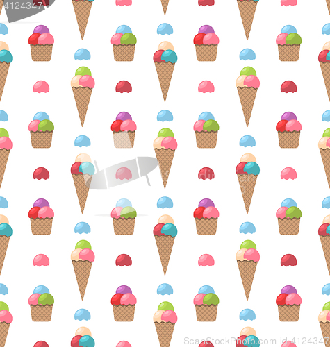 Image of Seamless Pattern with Different Colorful Ice Creams