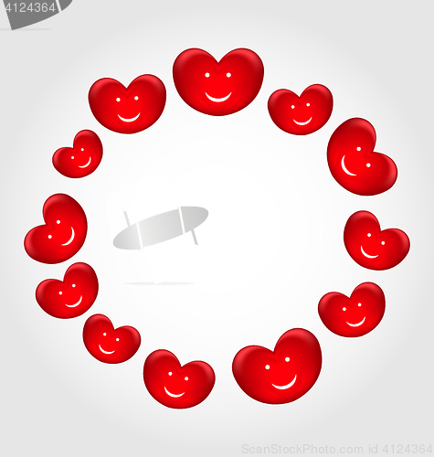 Image of Round frame made in smiling hearts for Valentines Day