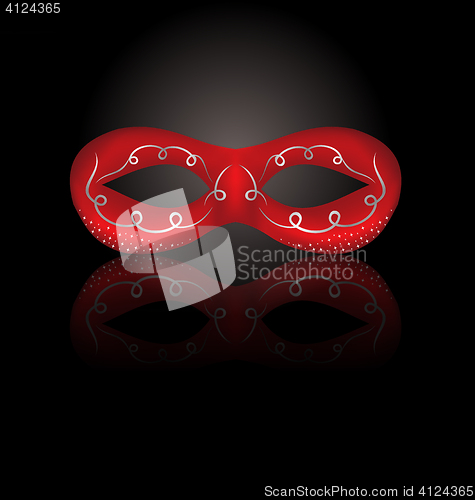 Image of Theater red mask with reflection on black background 