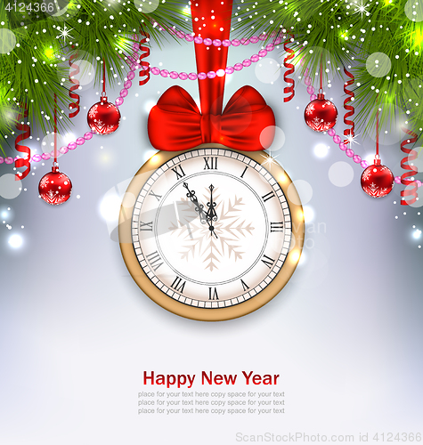 Image of New Year Midnight Background with Clock