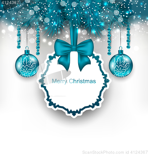 Image of Christmas gift card with glass balls