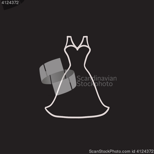 Image of Wedding dress sketch icon.