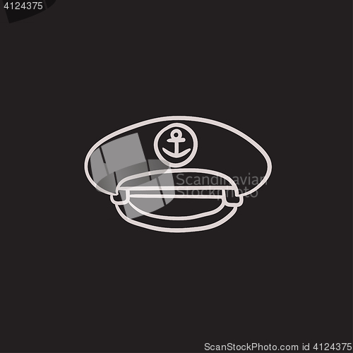 Image of Captain peaked cap sketch icon.