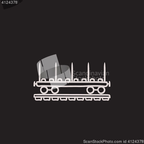 Image of Cargo wagon sketch icon.