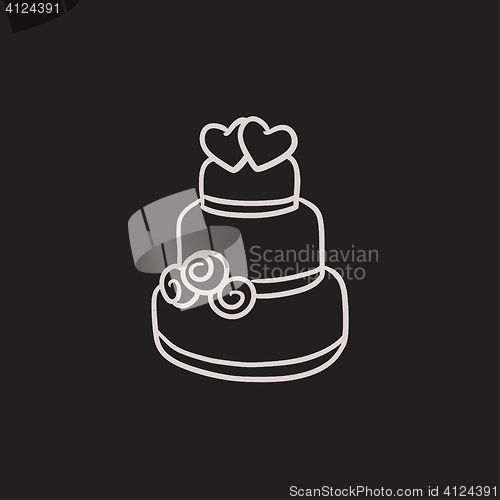 Image of Wedding cake sketch icon.