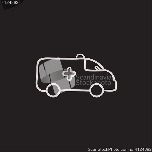 Image of Ambulance car sketch icon.