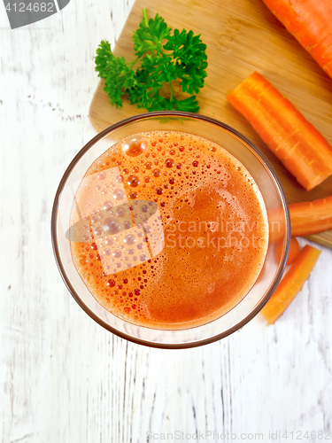 Image of Juice carrot with vegetables on board top