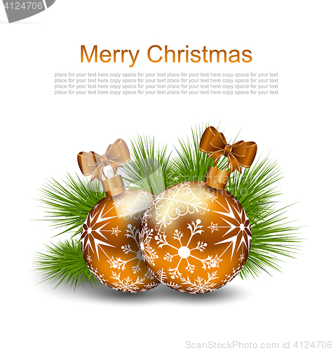 Image of Christmas Card with Glass Balls and Fir Twigs