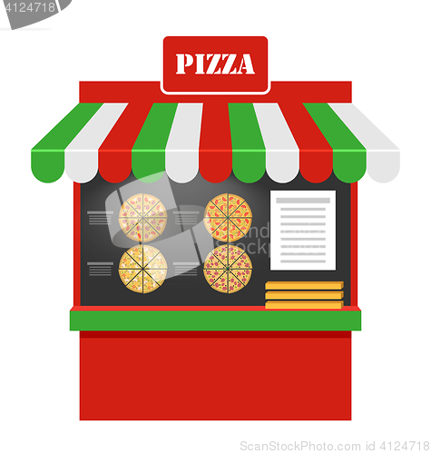 Image of Cart of Pizza Isolated 