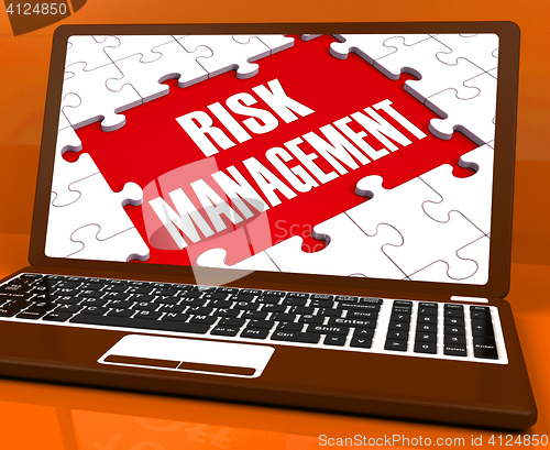 Image of Risk Management On Laptop Showing Risky Analysis