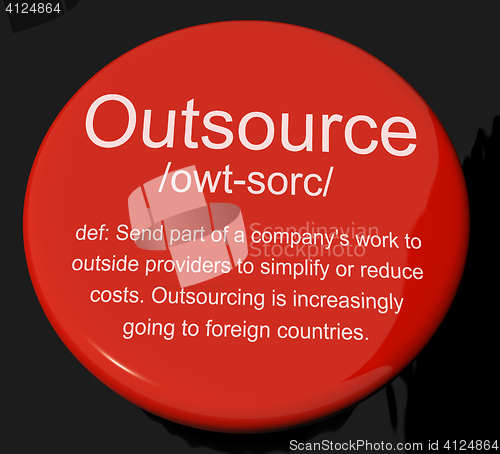 Image of Outsource Definition Button Showing Subcontracting Suppliers And