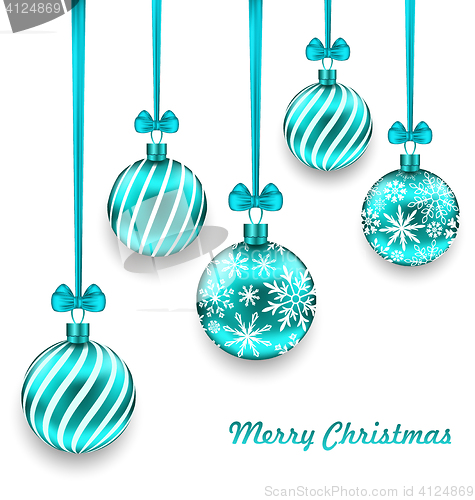 Image of Christmas Background with Turquoise Glassy Balls