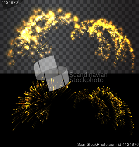 Image of Golden firework exploed on black sky
