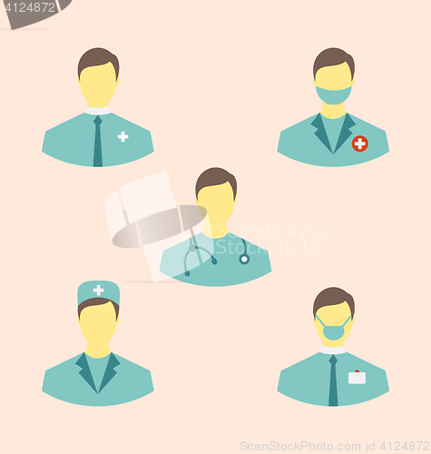 Image of Icons set of medical employees in modern flat design style