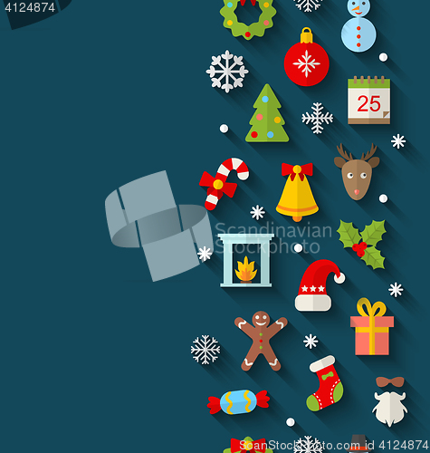Image of Christmas Flat Icons with Long Shadows
