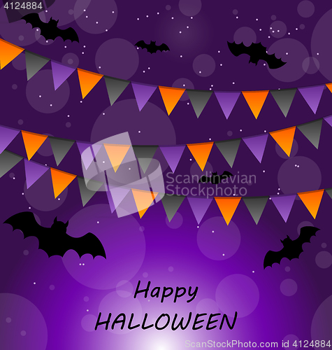 Image of Halloween Background with Buntings and Bats 