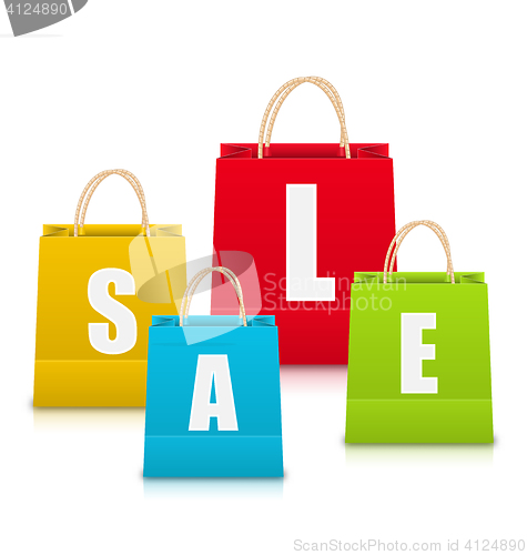 Image of Set of Colorful Sale Shopping Bags Isolated