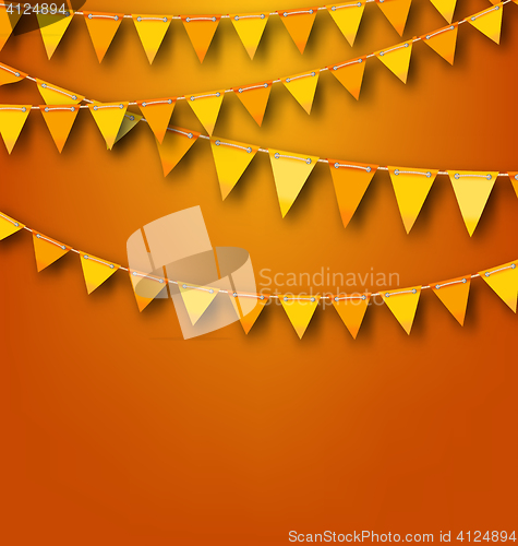 Image of Autumnal Decoration with Orange and Yellow Bunting Pennants