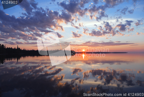 Image of Sunset on a northern lake