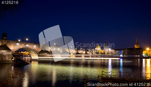 Image of Night photo of Prague Old Town (Smetanovo Nabrezi)