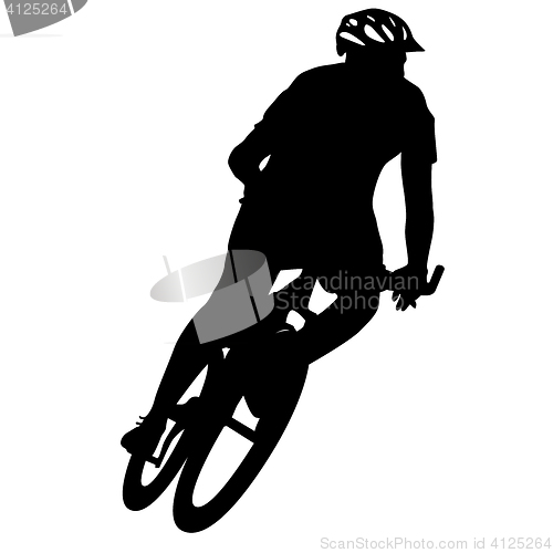 Image of Silhouette of a cyclist male.  illustration.