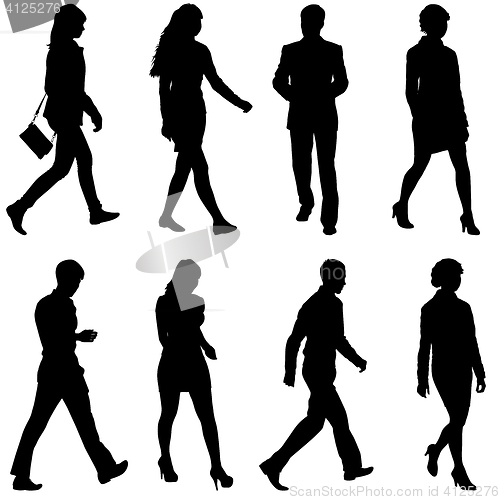 Image of Black silhouettes of beautiful mans and womans on white 