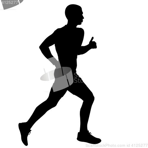 Image of Silhouettes Runners on sprint, men. illustration.