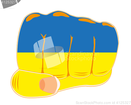 Image of Fist with ukrainian flag