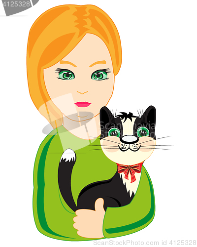 Image of Girl with cat