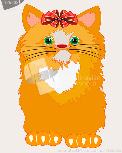 Image of Redhead cat with bow