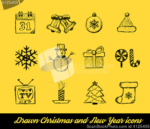 Image of Christmas Drawn vector set