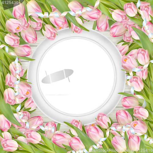 Image of Tulips and blank white frame. EPS 10