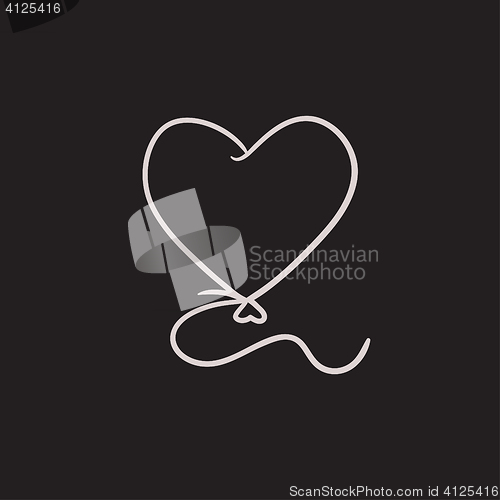 Image of Heart balloon sketch icon.