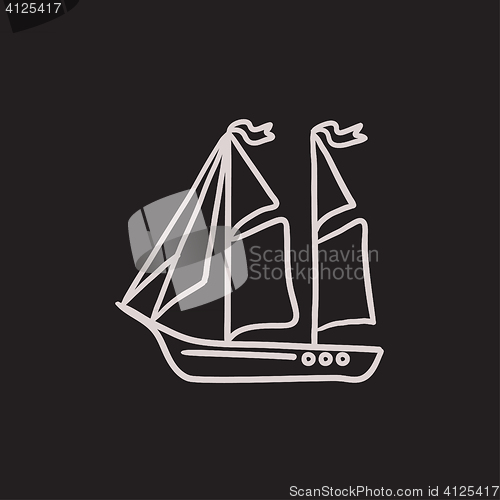 Image of Sailboat sketch icon.