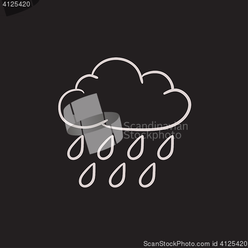 Image of Cloud and rain sketch icon.