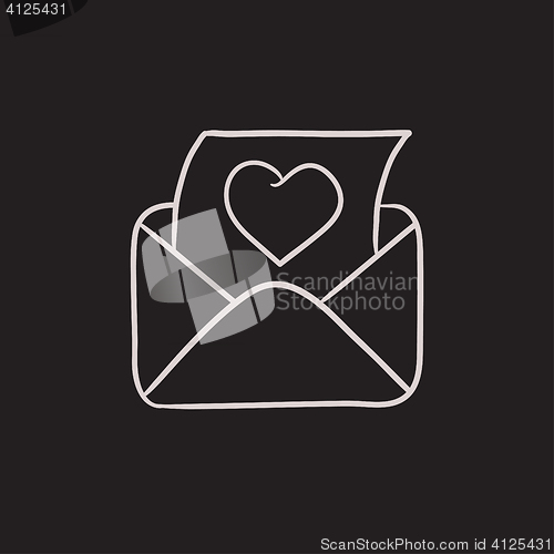 Image of Open envelope with heart sketch icon.