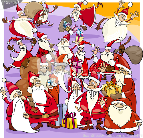 Image of christmas santa group cartoon