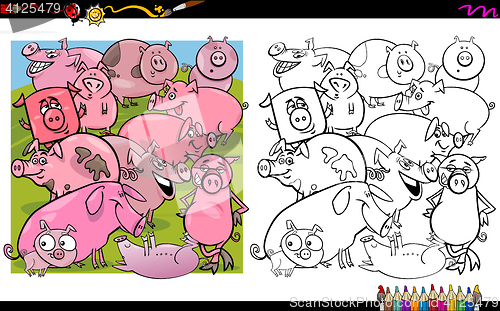 Image of pig characters coloring book