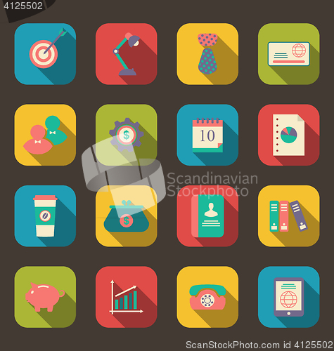 Image of Flat icons of web design objects, business and office items, lon