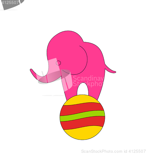 Image of Baby Circus Elephant Balancing on Ball