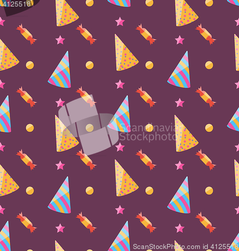 Image of Seamless Funny Texture with Party Hats and Sweets