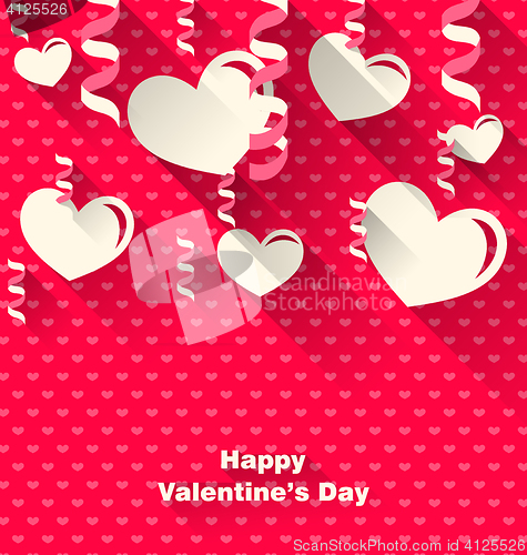 Image of Valentines Day Background with Paper Hearts