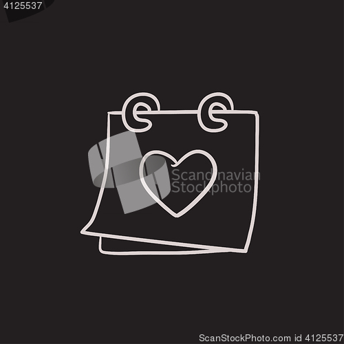 Image of Calendar with heart sketch icon.